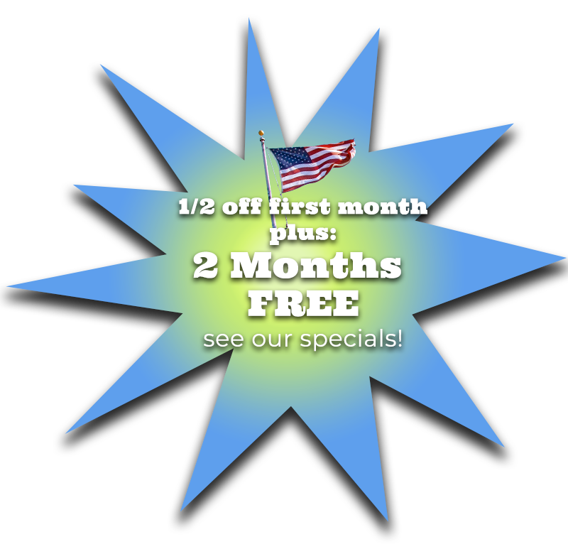 1/2 off first month, plus two months free!